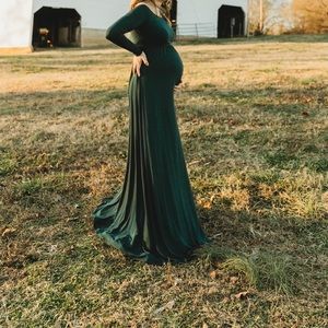 green maternity maxi dress/gown